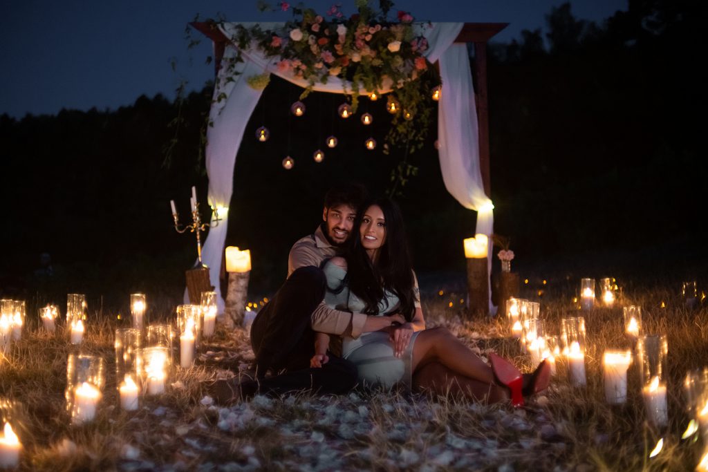 romantic vineyard proposal candlelight